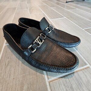 Louis Vuitton Men's Black Leather Loafers, Size 10.5, Great Condition